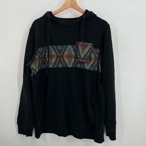 Empyre  Retro/Vintage Azteca On Black Pullover Hoodie Large